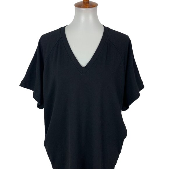 BLQ 0 Black Short Sleeve Top With Pockets Minimal Street Style - Picture 2 of 7